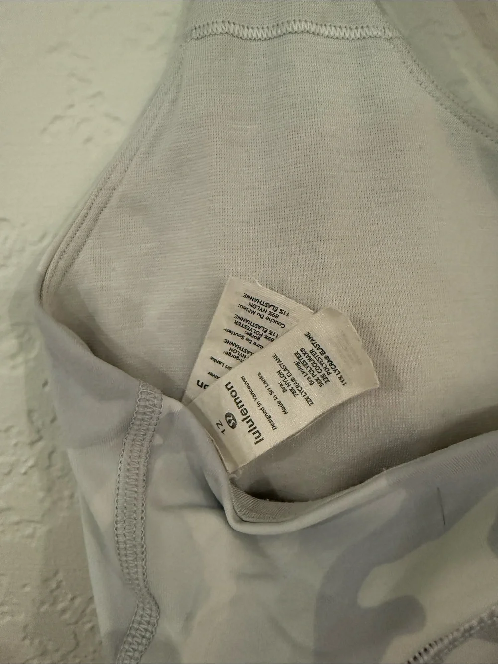 lululemon athletica Light Gray/White Camo Cross-Back Sports Bra